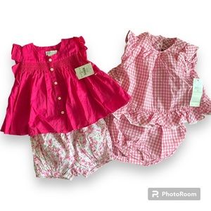 Ralph Lauren  Set of 2 Bundle Baby Girl Size 6 Month Floral Gingham Rompers NWT